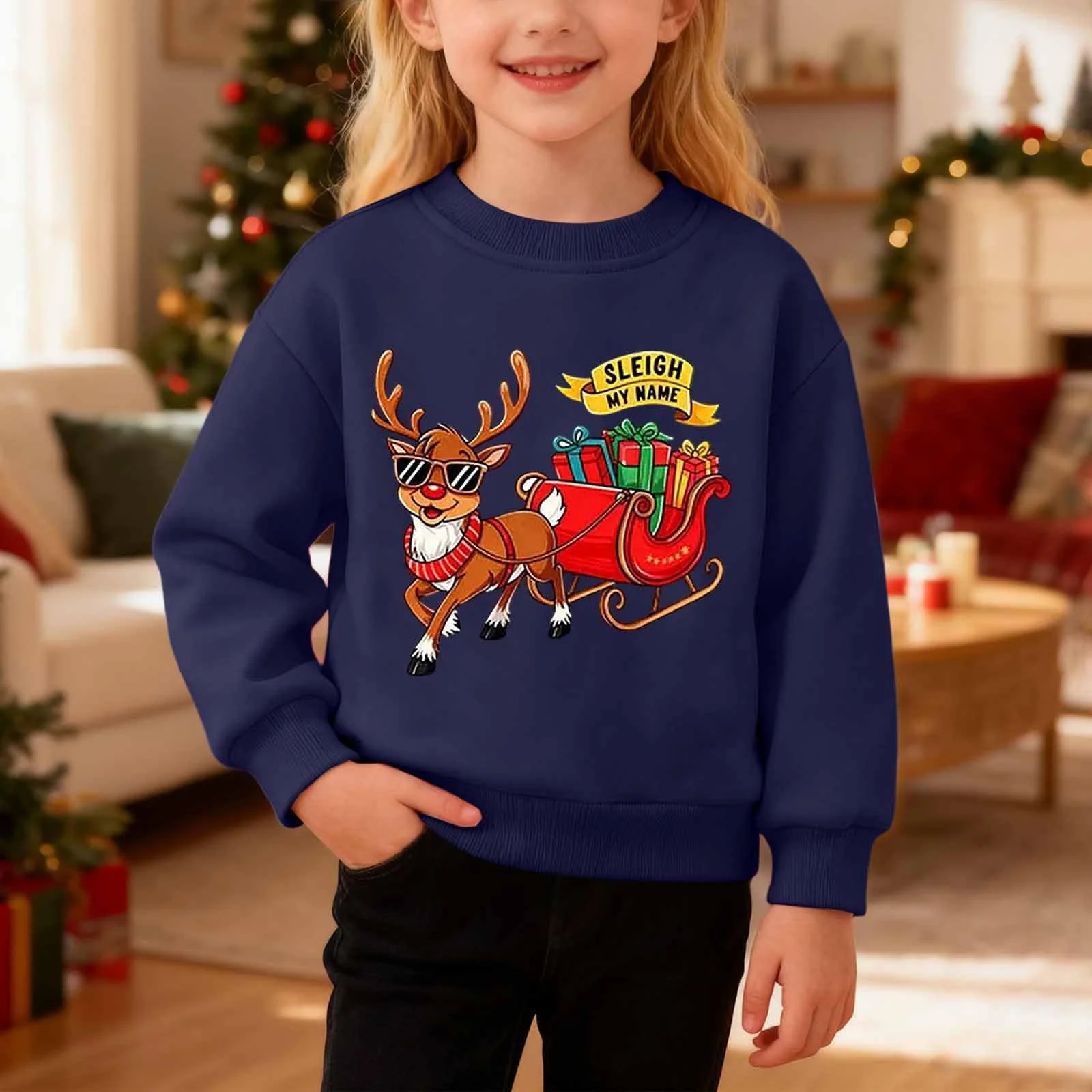 Толстовка для девочки с принтом, длинными рукавами и круглым вырезом, повседневный мягкий флисовый свитшот, фото №3