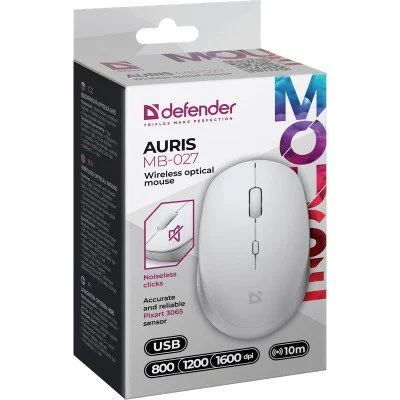 Мышка Defender Auris MB-027 Silent Wireless White (52028), фото №5