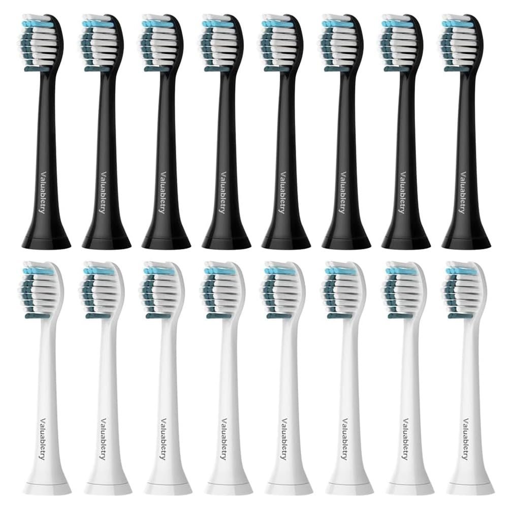 Змінні насадки для електричної зубної щітки Whitening Clean для Philips Sonicare 16 шт. (8 білих та 8 чорних), фото №1