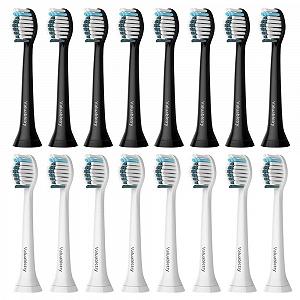 Змінні насадки для електричної зубної щітки Whitening Clean для Philips Sonicare 16 шт. (8 білих та 8 чорних) - Фото 1