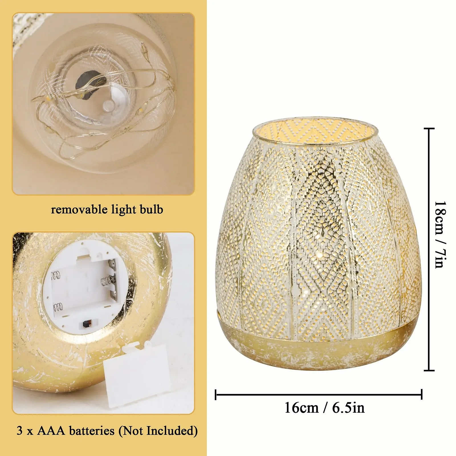 Настільна лампа JHY DESIGN Набір з 2 шт. Металева Бездротова На батарейках 17 см Сферична Золотистий та сріблястий, фото №6