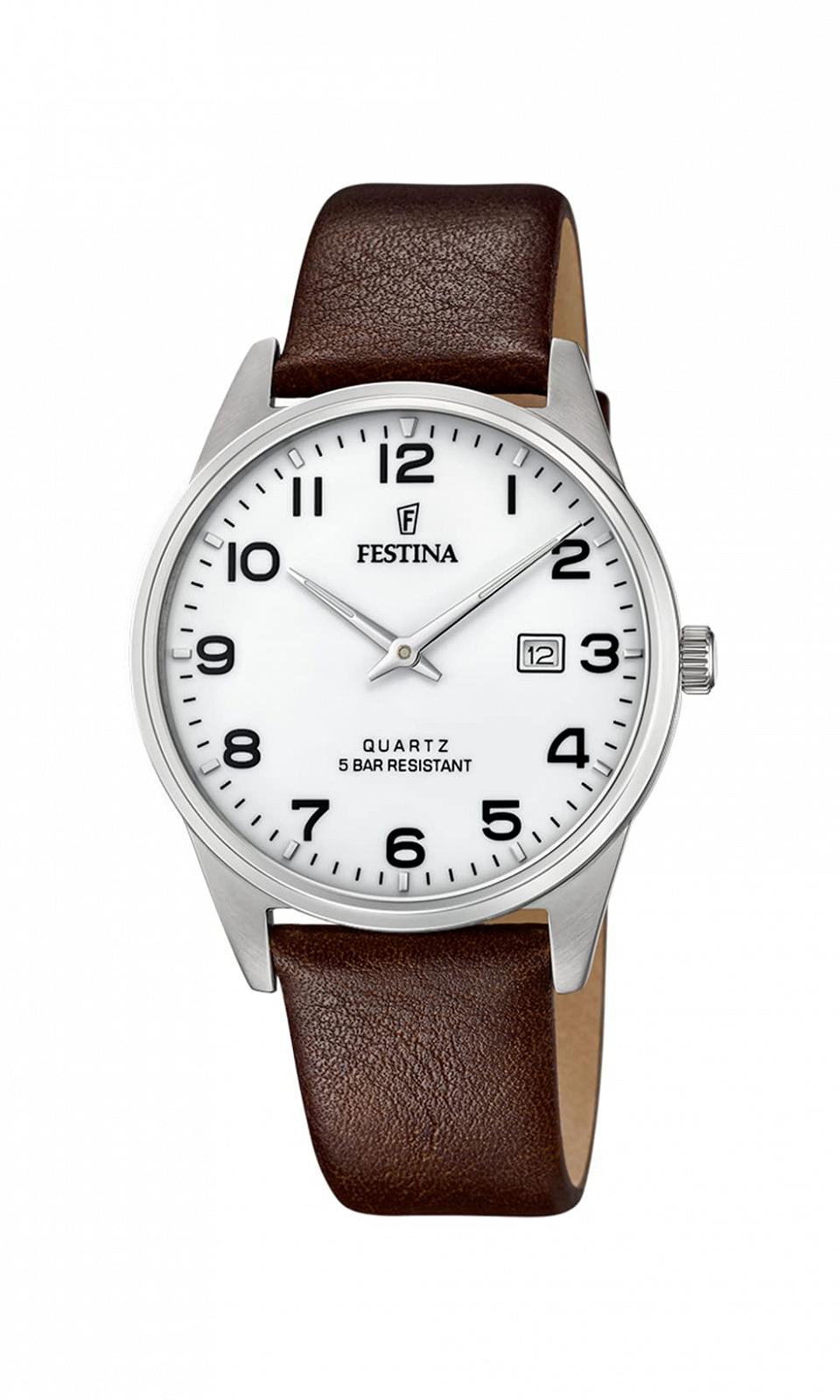 Годинник Festina F20512/1, чоловічий, аналоговий, кварцовий, зі шкіряним ремінцем, коричневий, повсякденний, фото №1