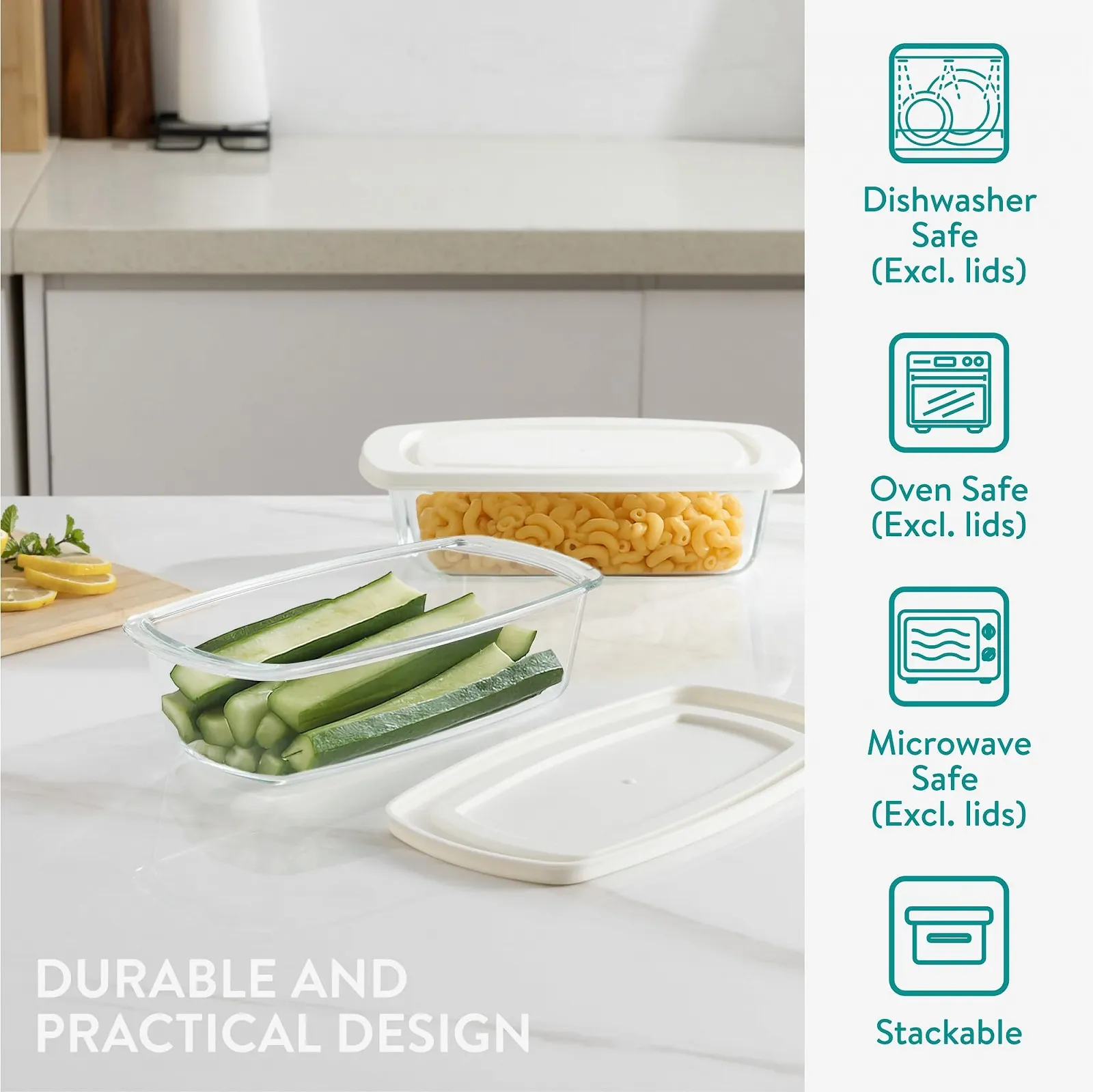 Набір форм для запікання Navaris боросилікатне скло з кришкою 1.8 л 2 шт, фото №4 Набір форм для запікання Navaris боросилікатне скло з кришкою 1.8 л 2 шт, фото №4