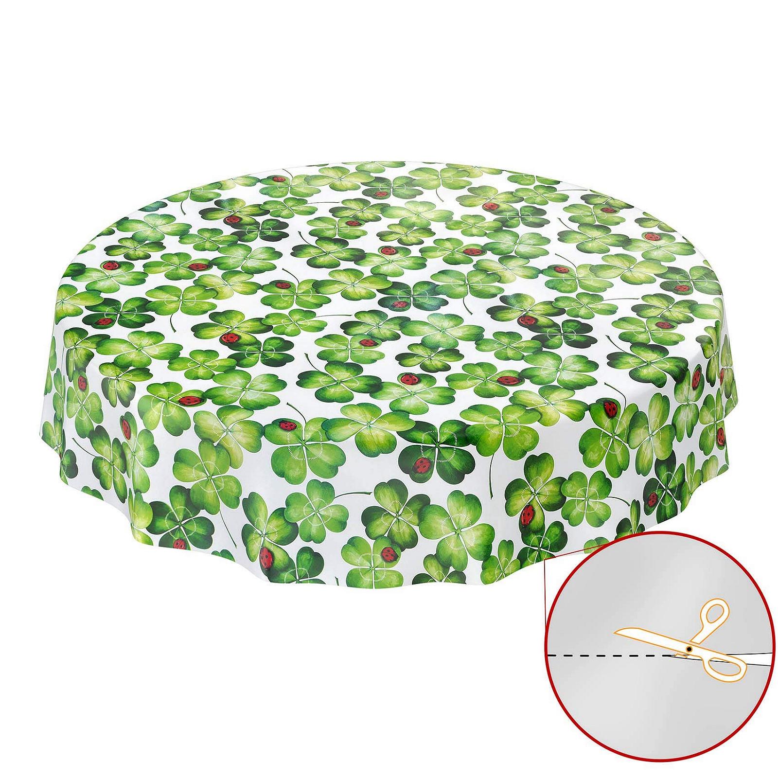 Скатертина клейончаста ANRO Lucky Charm 140 см кругла Сонечко та конюшина Мийна, фото №3