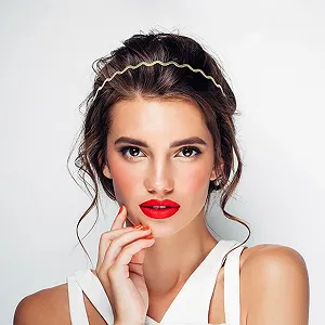 Металевий хвилястий обруч Lurrose 3 шт, тонкі обручі, золотий synthetic.ua - Фото 1