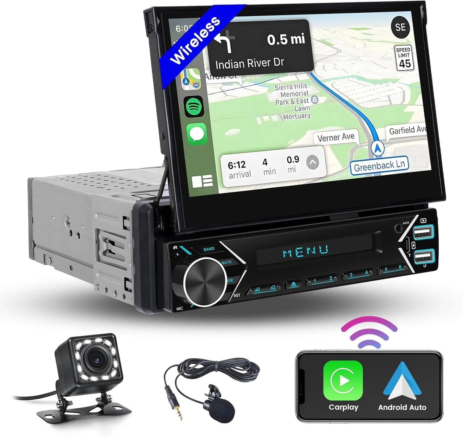 Автомагнітола Hikity / 7" / Сенсорна / Apple CarPlay / Android Auto / Bluetooth / USB / AUX / 1DIN, фото №1 Автомагнітола Hikity / 7" / Сенсорна / Apple CarPlay / Android Auto / Bluetooth / USB / AUX / 1DIN, фото №1