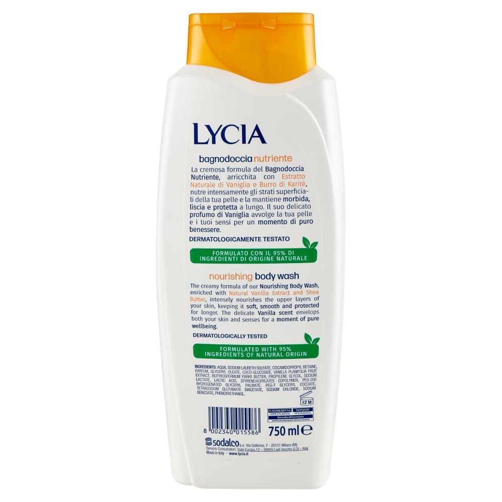 Гель для душу Lycia Bagnodoccia Nutrient з маслом ши та ваніллю 6 x 750 мл, фото №3