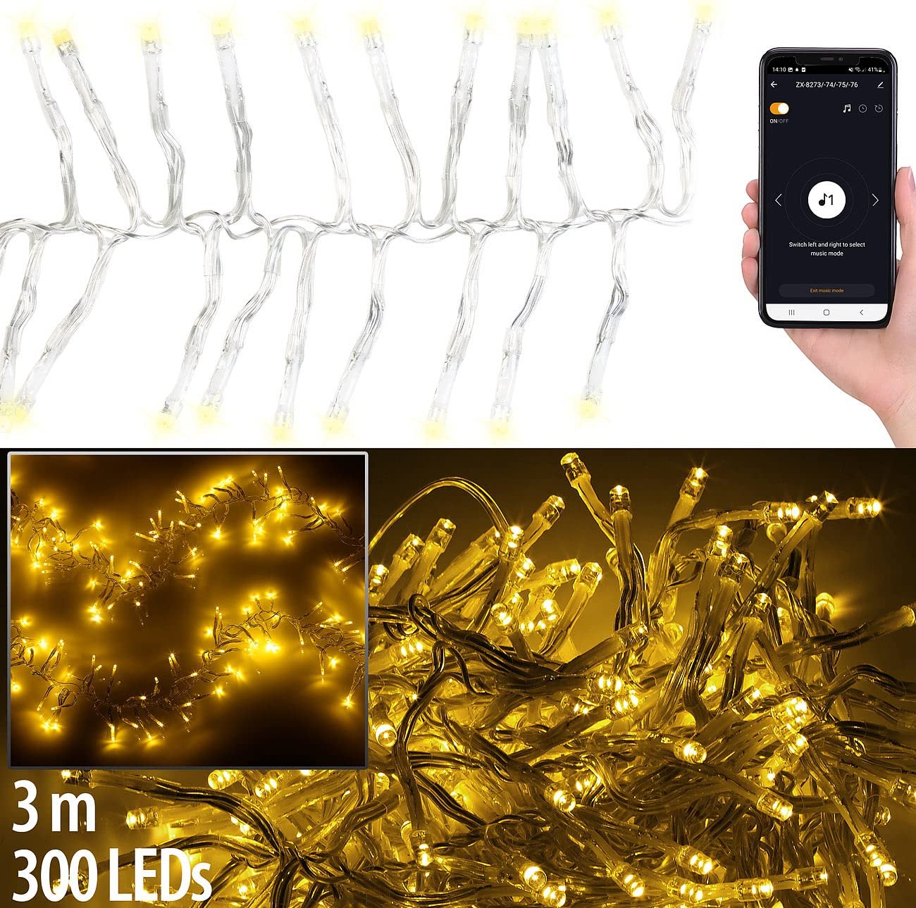 Гірлянда Lunartec Smart WiFi LED 300 LED 3 м прозора, фото №2