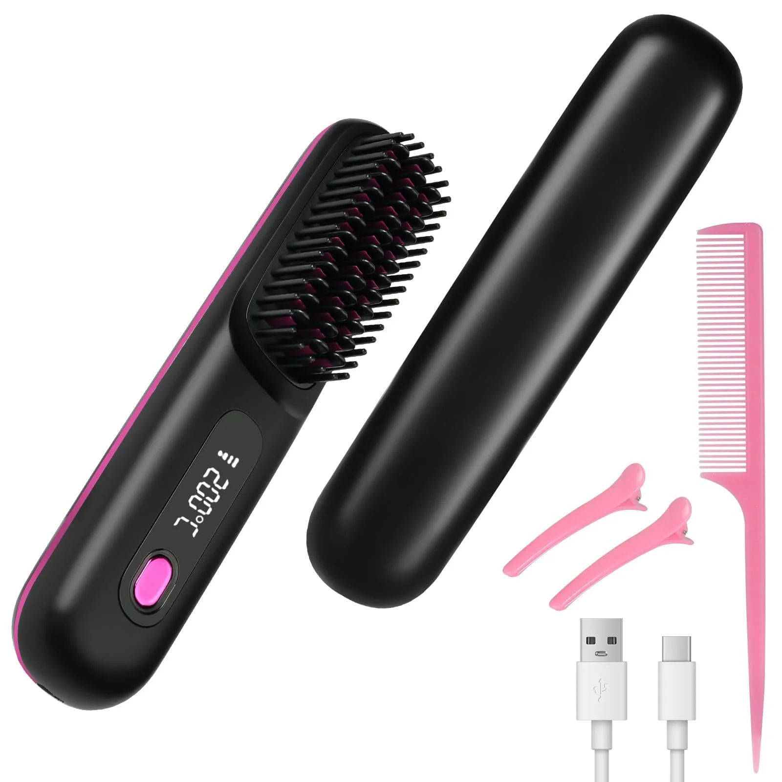 Щітка-випрямляч LOPHE Wireless Mini 160-200°C LED-екран Black, фото №9 Щітка-випрямляч LOPHE Wireless Mini 160-200°C LED-екран Black, фото №9