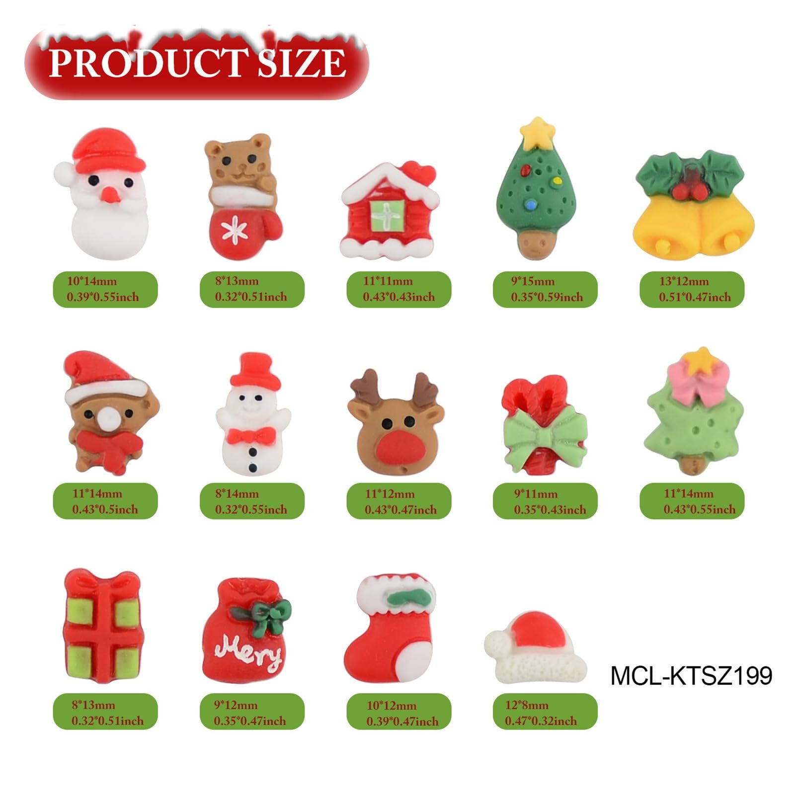 Украшение для ногтей Рождественское из искусственной смолы Плоская задняя часть, фото №4