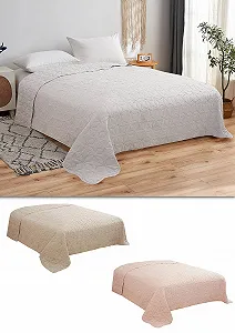 Покривало MB Warenhandel24 XXL Універсальний Плед Приблизно 220 x 240 см Печворк Кантрі Хаус Диван Ліжко Срібний - Фото 1