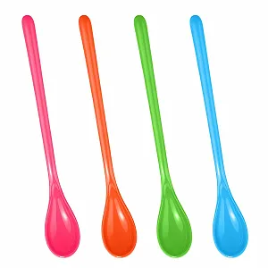 Набір пластикових ложок 4 шт, різнокольорові, довгі - Фото 1