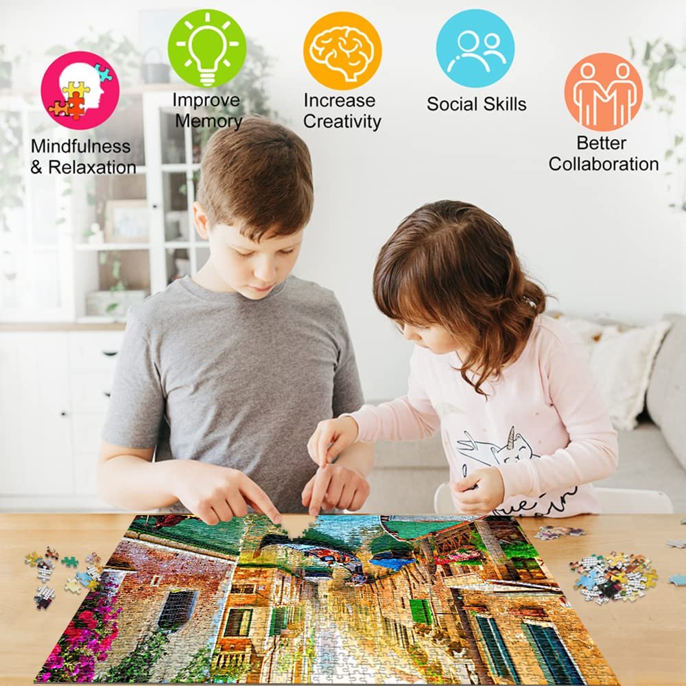 Пазли HUADADA Impossible 1000 елементів Канал у Венеції Різнокольорові, фото №2