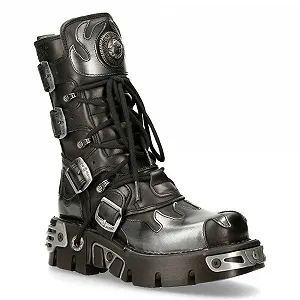 Черевики New Rock 591 Flame Шкіра Metallic Gothic Punk Biker Fashion - Фото 1