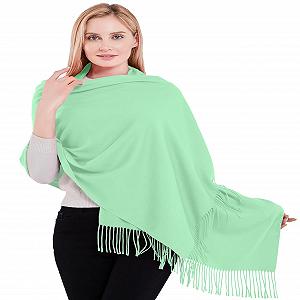 Пашмина CJ Apparel 100% кашемир, ручная работа, Непал, сине-зеленый, один размер - Фото 1
