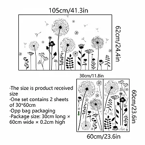 Наклейка на стіну Dandelions Кульбаби Чорний synthetic.ua - Фото 1