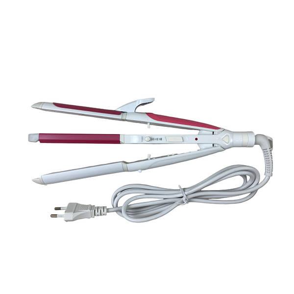 Плойка-утюжок-гофре Kemei JB-KM-2208 3в1 Розовая, фото №1