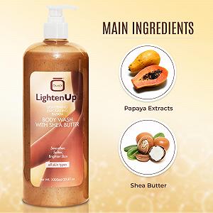 Гель для душу Omic LightenUp Plus відлущувальний з папаєю та олією ши 1000 мл / 33,81 унції synthetic.ua - Фото 1