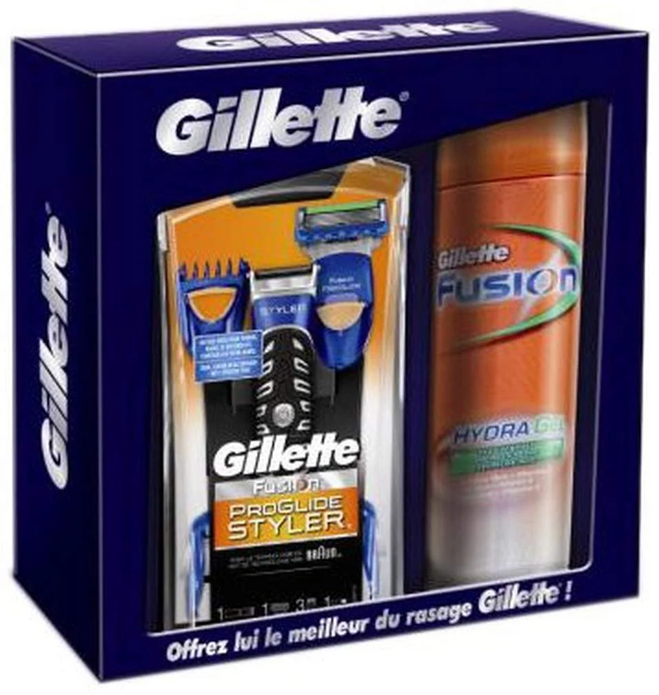 Подарочный набор Gillette Fusion ProGlide 3-в-1 Стайлер, бритва, триммер и гель для бритья, фото №1