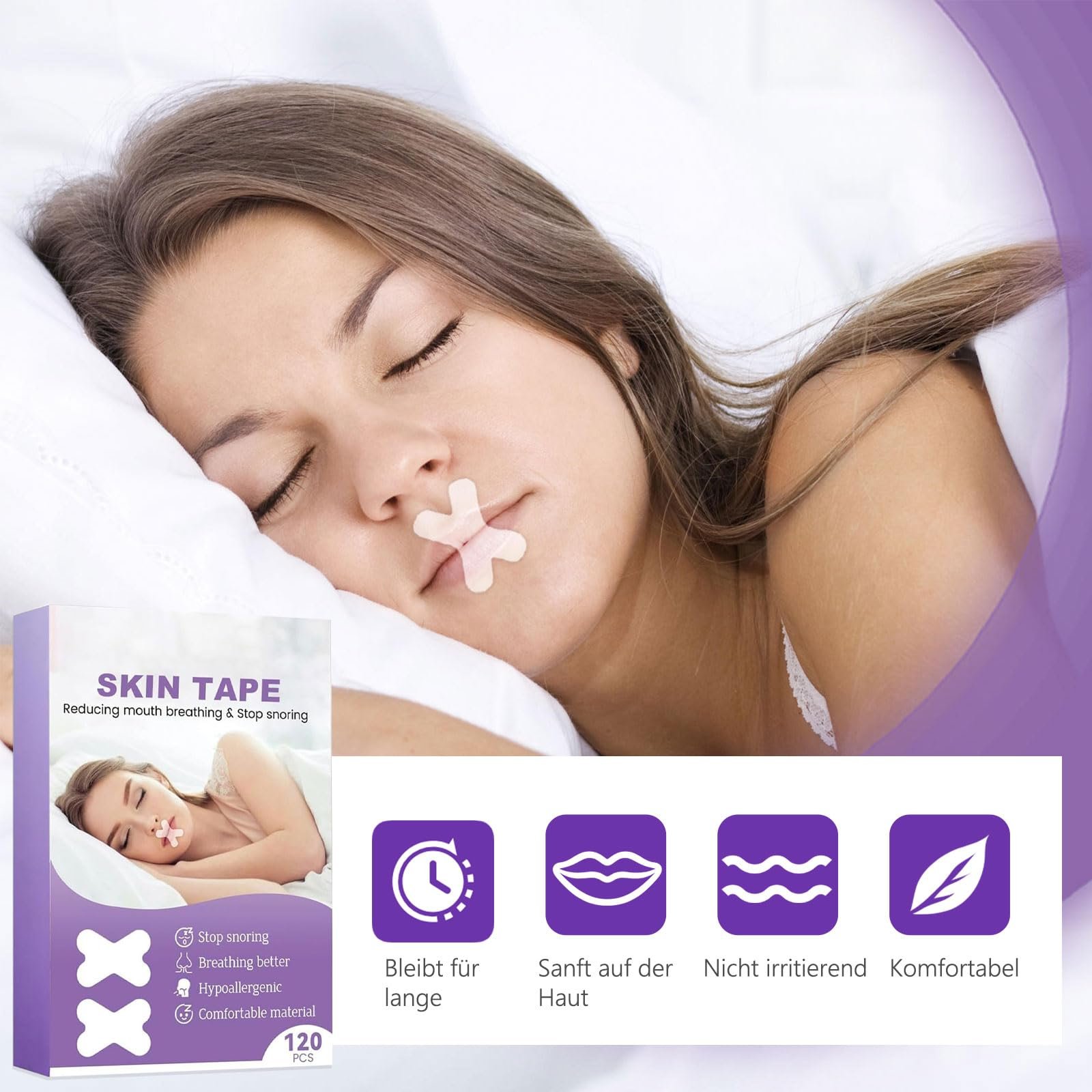 Пластирі для рота для сну, 120 шт., Преміум класу, Проти хропіння, для дихання носом, фото №7
