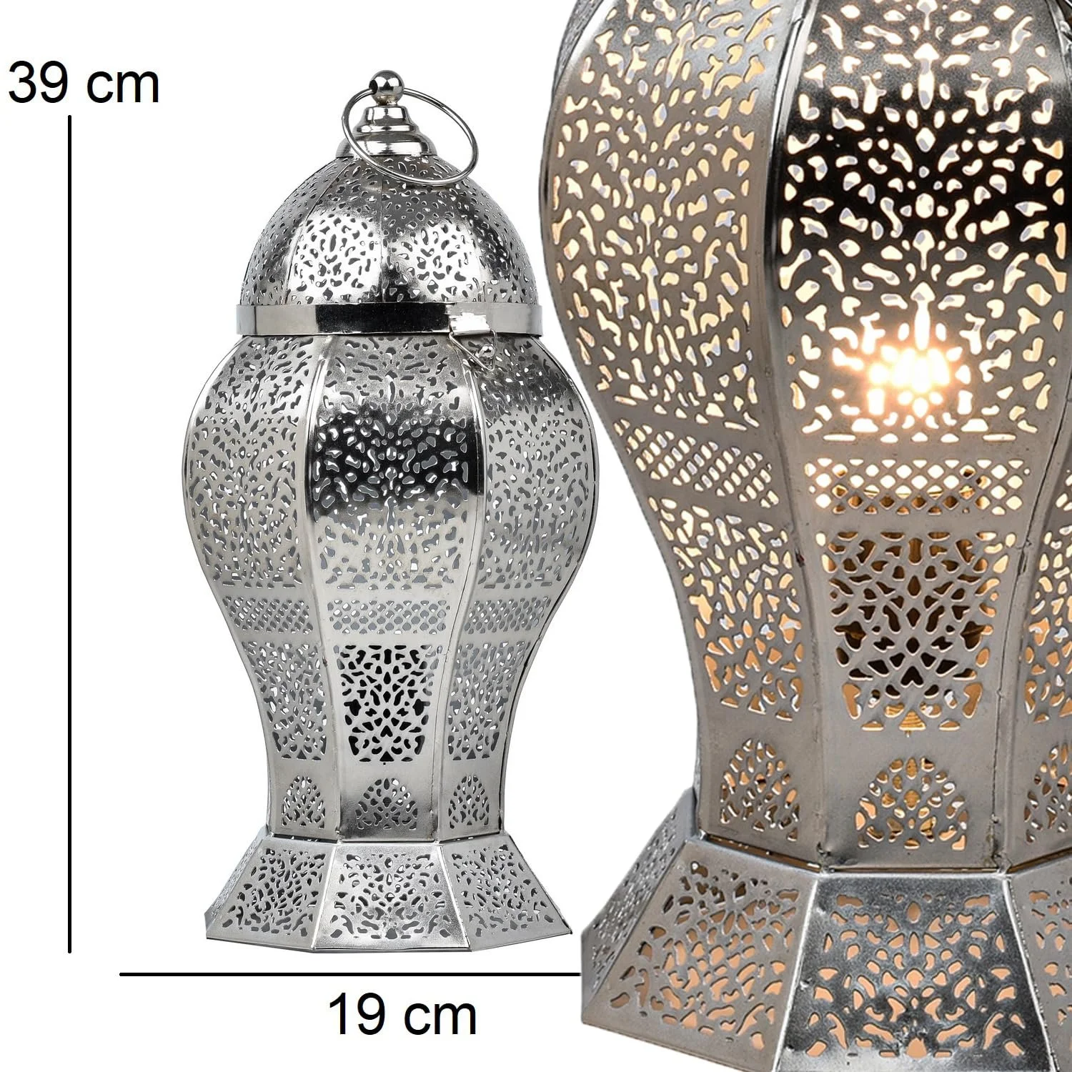 Набір із 2 настільних ламп Marrakech Jaleel 40 см Металеві E27 Сріблясті, фото №6