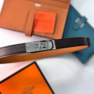 Жіночий шкіряний ремінь темно коричневого кольору Hermes Гермес synthetic.ua - Фото 1