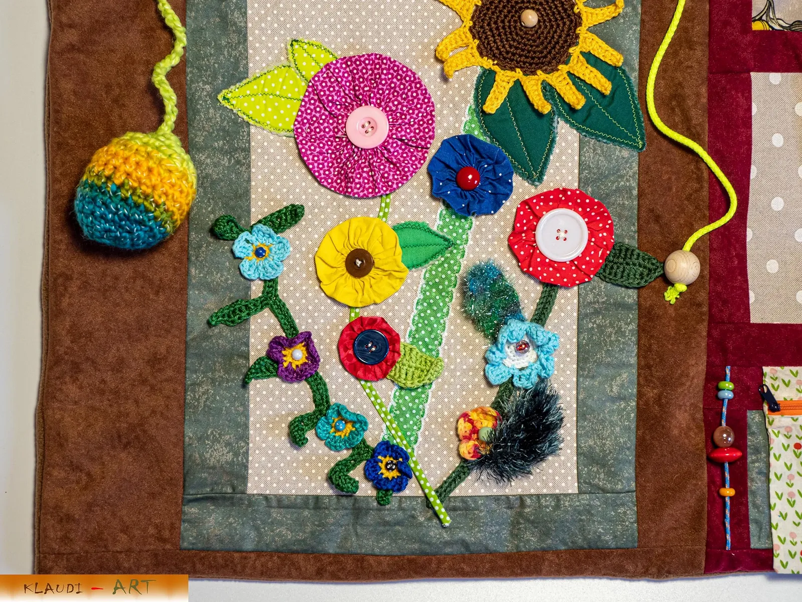 Специальный плед Demenzdecke "Разноцветный букет цветов" Ручная работа, фото №6