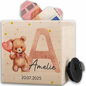 Скарбничка Дерев'яна Ведмідь з ініціалами Wood Letters - Фото 1