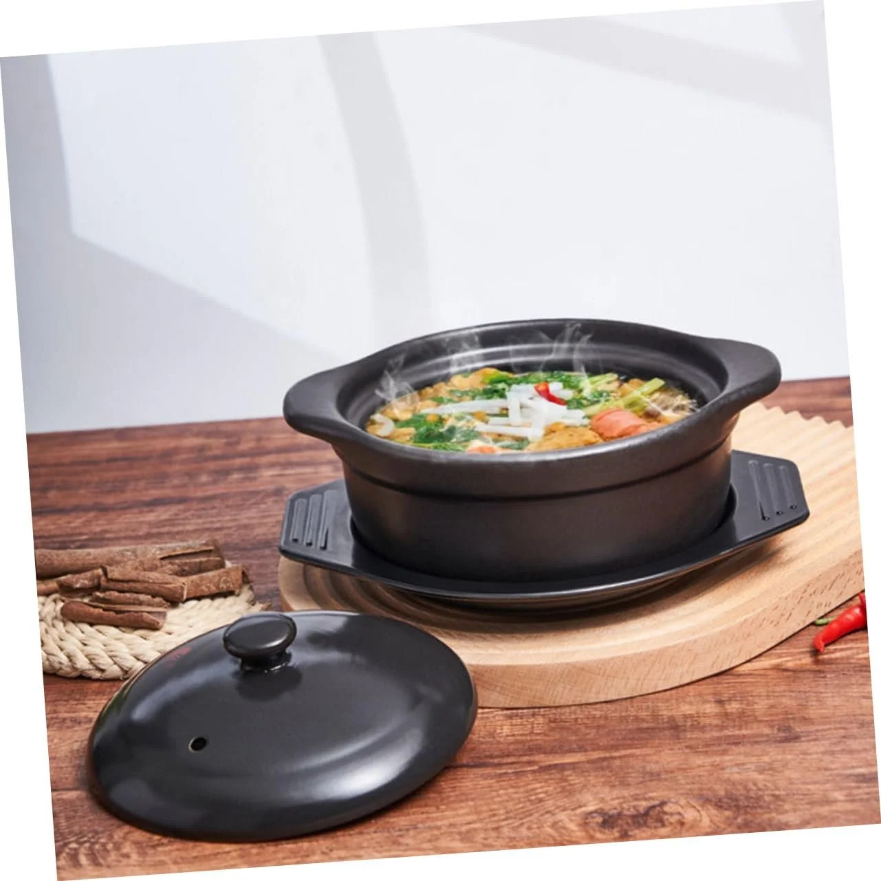 Каструля ABOOFAN керамічна з кришкою 1,26 л антипригарна з подвійними ручками для супу та тушкування, фото №9