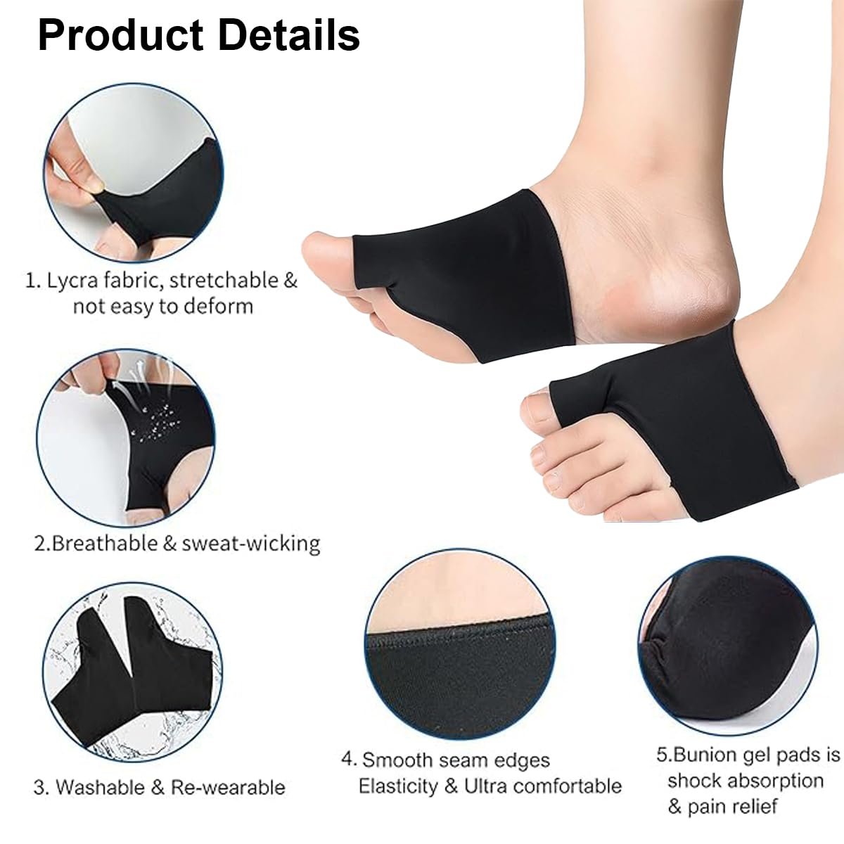 Шкарпетки для корекції великого пальця стопи Hallux Valgus, 1 пара коректорів, фото №4 Шкарпетки для корекції великого пальця стопи Hallux Valgus, 1 пара коректорів, фото №4