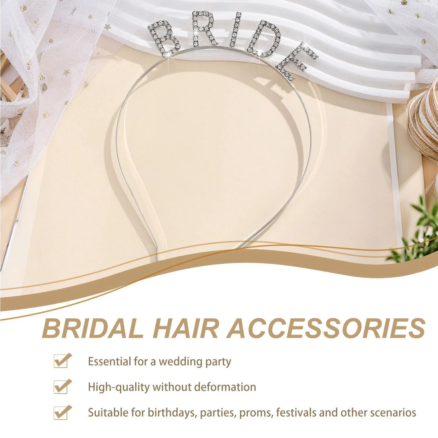 Обруч Невесты Элегантный Серебристый, фото №3 Обруч Невесты Элегантный Серебристый, фото №3