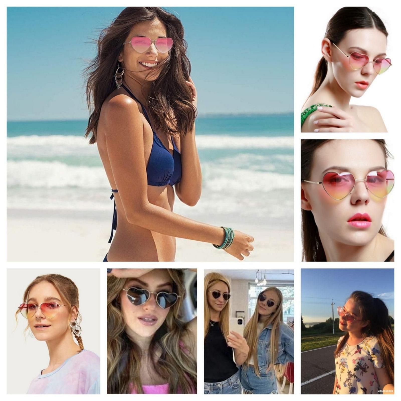 Сонцезахисні окуляри Серце JCTAIFOO Поляризовані Жіночі Вінтажні Модні Золота Металева Оправа Форма Серця, фото №6