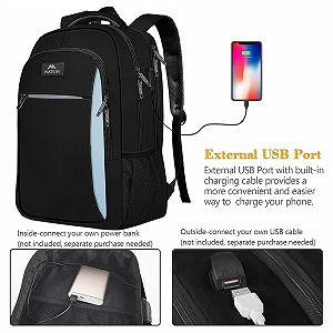 Рюкзак для ноутбука MATEIN Business 17.3 дюйма з USB Blue Black synthetic.ua - Фото 1