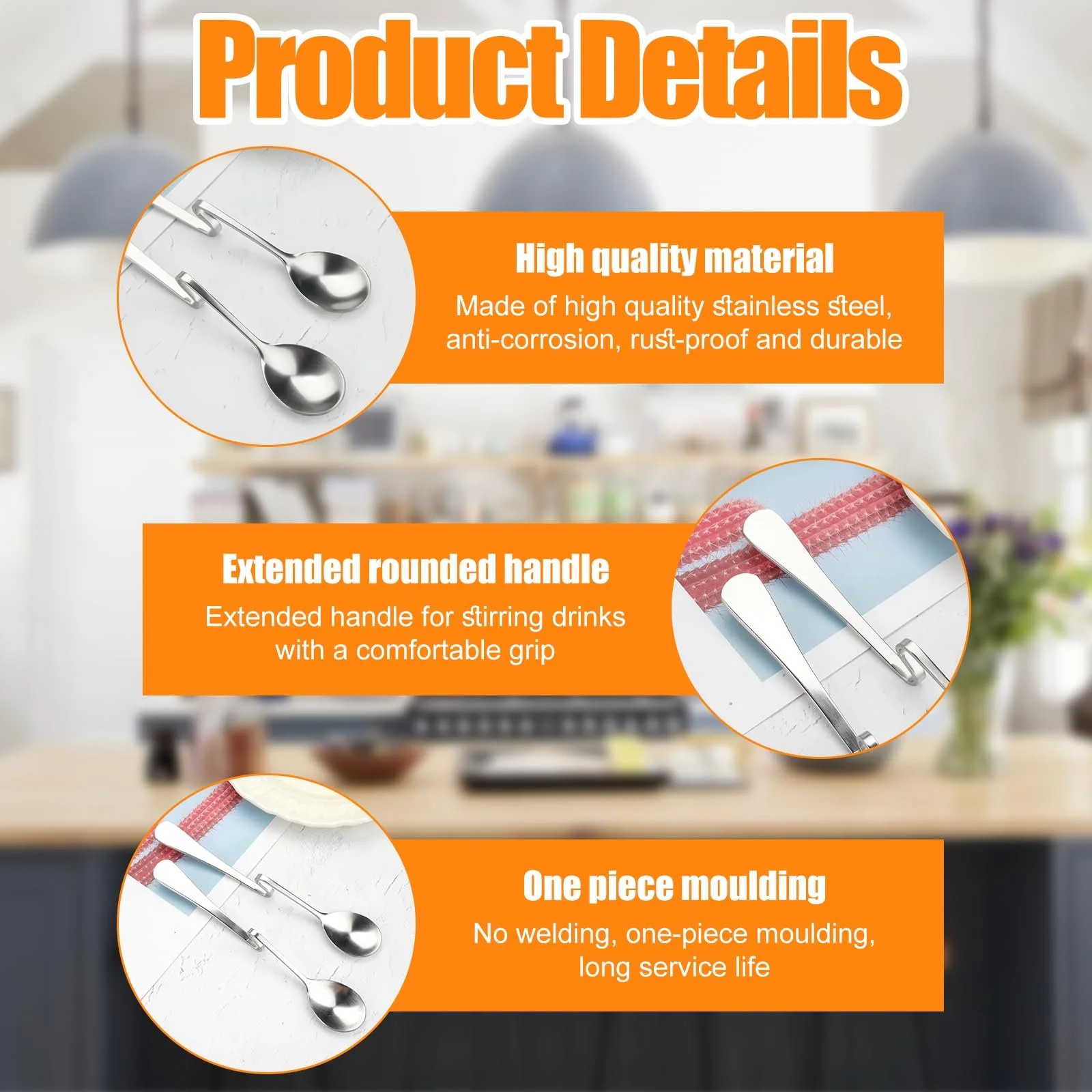 Ложка из нержавеющей стали, набор из 7 ложек для мороженого Long, 17 см, фото №3