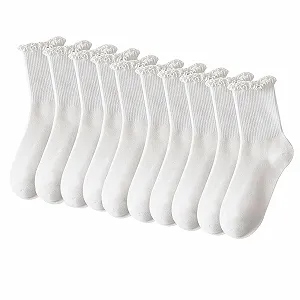 Носки с рюшами Женские, 10 пар белых носков с рюшами, носки с рюшами, женские носки принцессы, милые носки для женщин и девушек - Фото 1