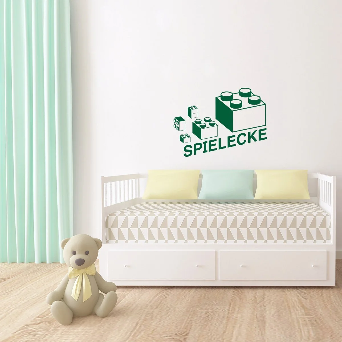 Наклейка на стену WANDKINGS Play Building Blocks Bricks 70 x 52 см зеленая, фото №2