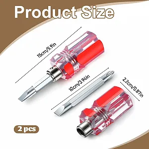 Набір міні-викруток 2 шт., короткі викрутки Phillips та шліцьові з магнітним наконечником, портативні для вузьких місць synthetic.ua - Фото 1