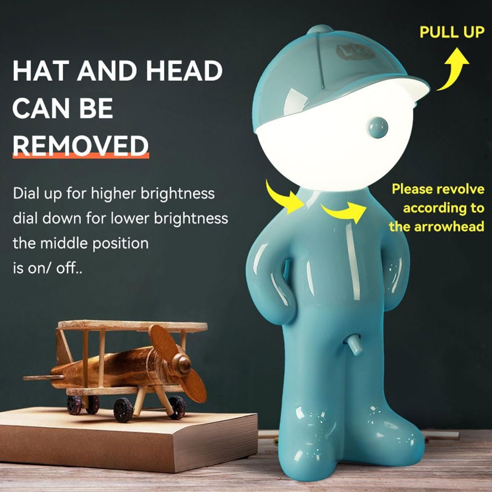 Настільна лампа Umikk Creative A Little Shy Man світлодіодна креативна з абажуром Синій, фото №2