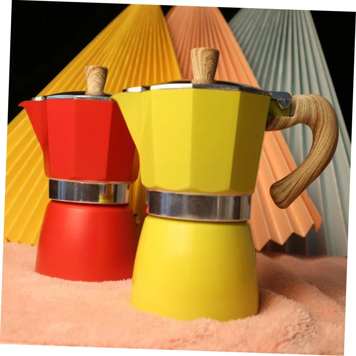 Кофейник VALICLUD Восьмиугольный дизайн Кофеварка из утолщенного алюминия Европейский стиль Светло-зеленый, фото №4