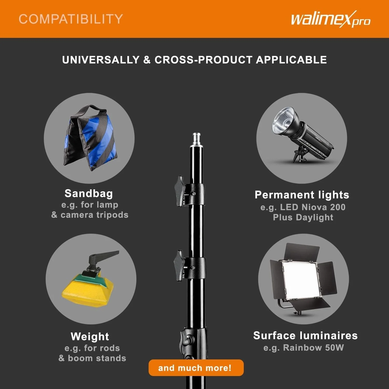 Штатив для студийного света Walimex pro WT-420 Черный, фото №5