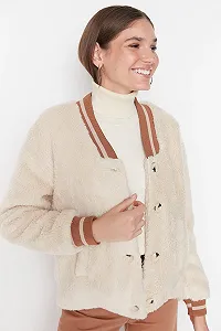 Бомбер TRENDYOL Обычная однотонная тканая зимняя synthetic.ua - Фото 1