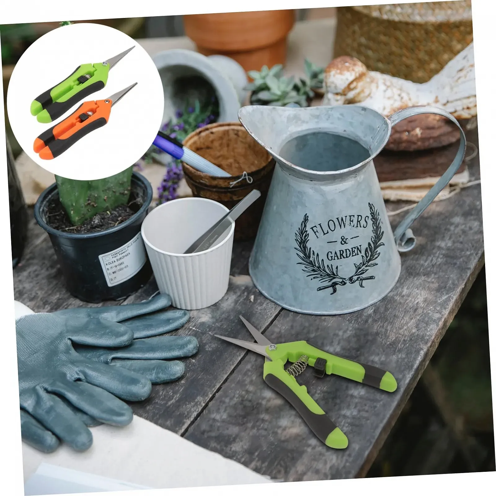 Секатори садові Happyyami 2 шт. прямі нержавіюча сталь пластик, фото №9