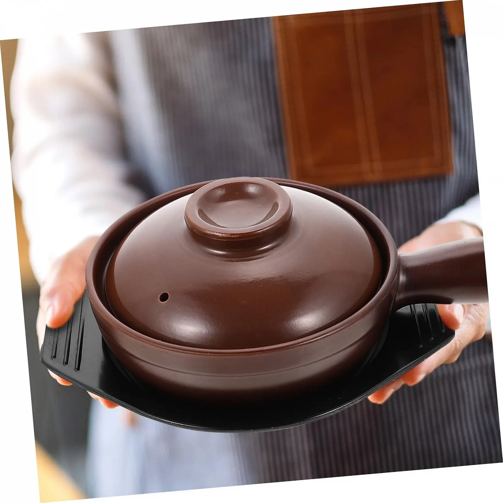 Каструля для супу керамічна термостійка з ручкою та підставкою рівномірне нагрівання, фото №3