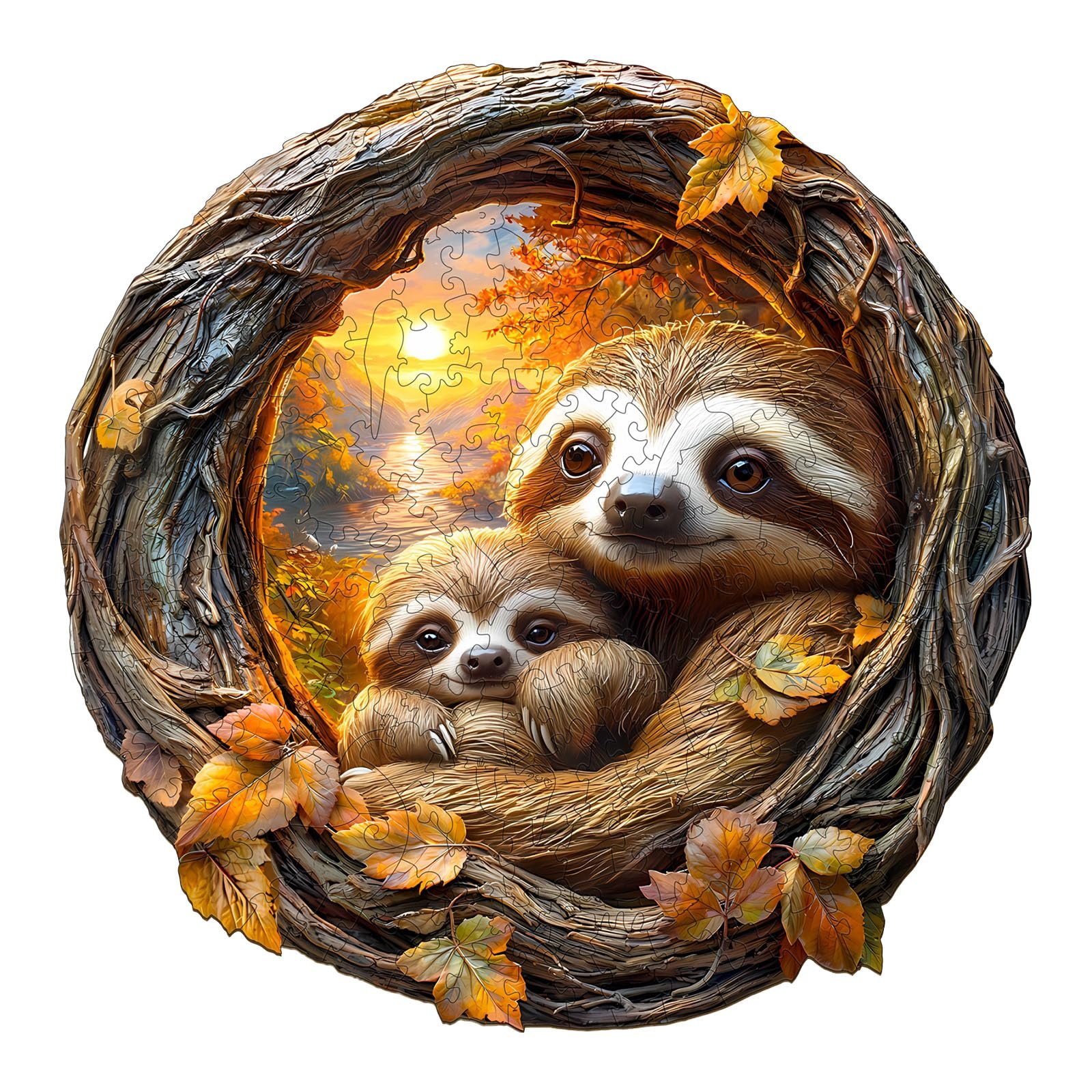 Дерев'яний пазл SECOGM Parents Child Sloth 100 деталей 21,5 x 21,5 см, фото №1 Дерев'яний пазл SECOGM Parents Child Sloth 100 деталей 21,5 x 21,5 см, фото №1