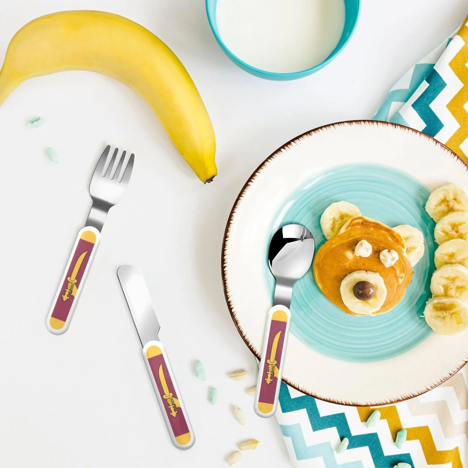 Набір дитячих столових приборів з трьох предметів з прапором Шрі-Ланки багаторазовий, фото №6 Набір дитячих столових приборів з трьох предметів з прапором Шрі-Ланки багаторазовий, фото №6