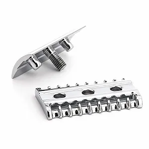 Т-образная бритва MÜHLE TRADITIONAL R41 открытый гребень Черная ручка Хром synthetic.ua - Фото 1