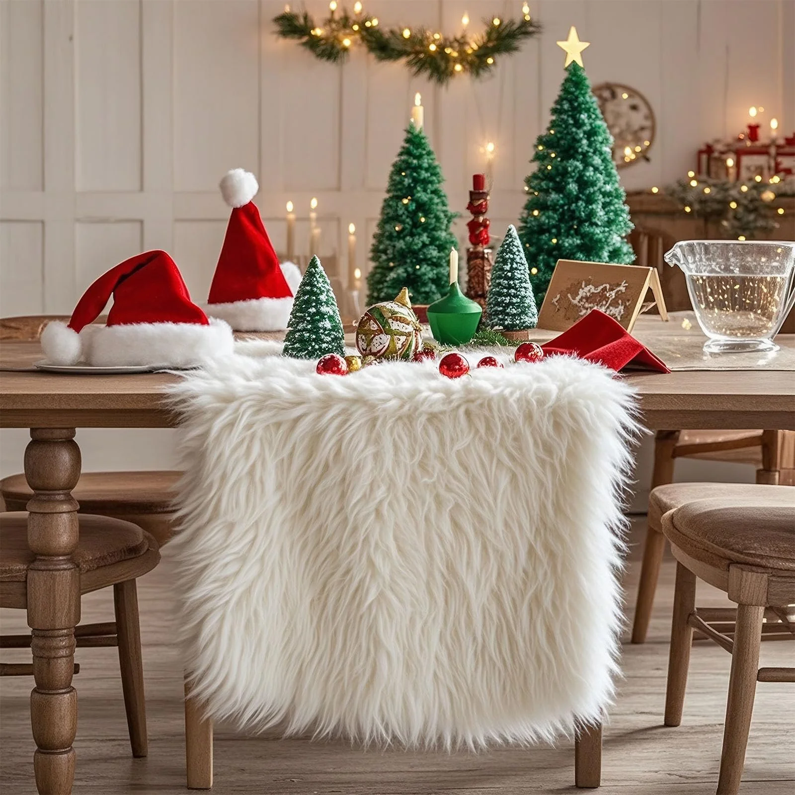 Дорожка на стіл Faux Fur Christmas 30 x 180 см Біла, фото №4