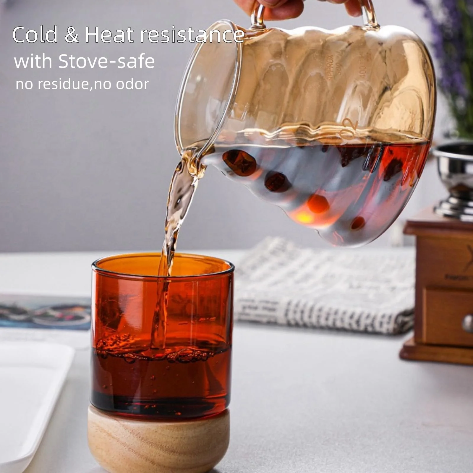 Набір для приготування кави Pour Over, 600 мл, боросилікатне скло, кавник з скляною кришкою, 50 шт паперових фільтрів, фото №5