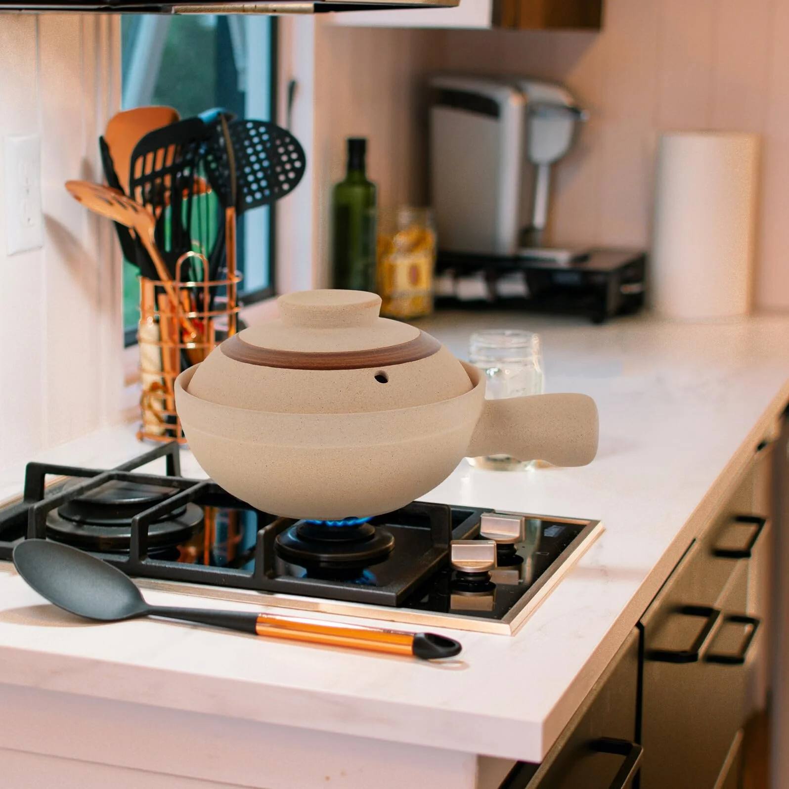 Ківш керамічний з кришкою та однією ручкою термостійкий, фото №9