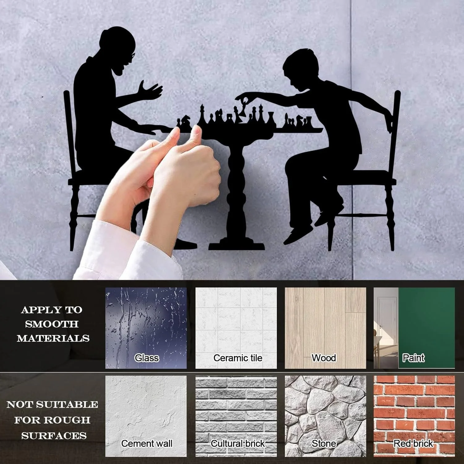 Настінна наклейка Chess Games Vinyl Chessman and Boy 28x42 см Black, фото №5